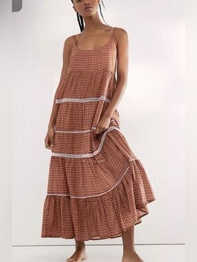 Free People | Dresses | Free People Golden Dawn Blue Embellished Maxi Dress